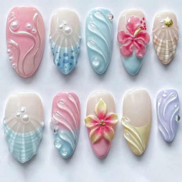 Other - 🔥3/$21 Colorful 3D Press On Nail Art Set